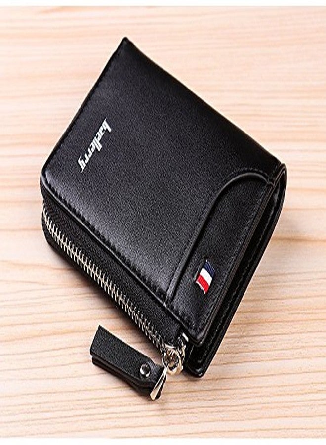 بيليري محفظة بايليري الرجالية القصيرة المصنوعة من الجلد الصناعي بسحاب (أسود) - Image 2